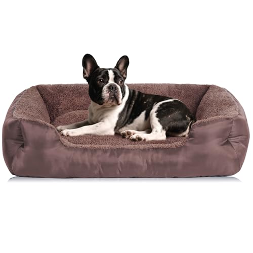 Hundebetten für mittelgroße Hunde, waschbar, rechteckig, wärmend, weich, beruhigend, schlafend, Welpenbett mit rutschfester Unterseite von BAILARY