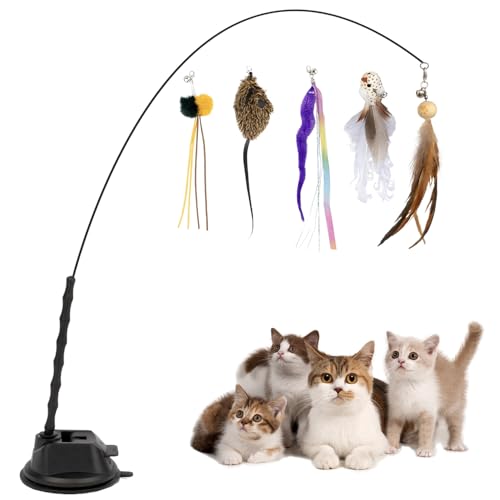 BAISHUWU Interaktives Katzenspielzeug Federn, 7 Stück Katzenspielzeug Saugnapf Katzenangel, Für Kleine Große Katzen Spielzeug BAISHUWU Interaktives Katzenspielzeug Federn, 7 Stück Katzenspielzeug Saugnapf Katzenangel, Für Kleine Große Katzen Spielzeug von BAISHUWU