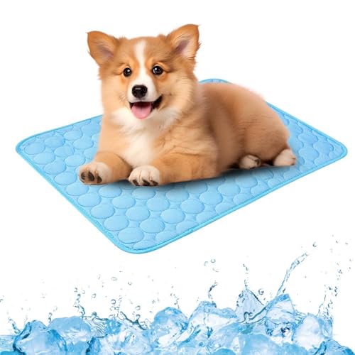 BAInuai Kühlmatte Hund, Kühlmatte für Hunde, Hundekühlmatte für Hund & Katze Selbstkühlende Matte für Haustiere Summer Pet Ice Pad Abrieb- und Bissfest Natürliche Kühlung (Blau - 75X100CM) von BAInuai