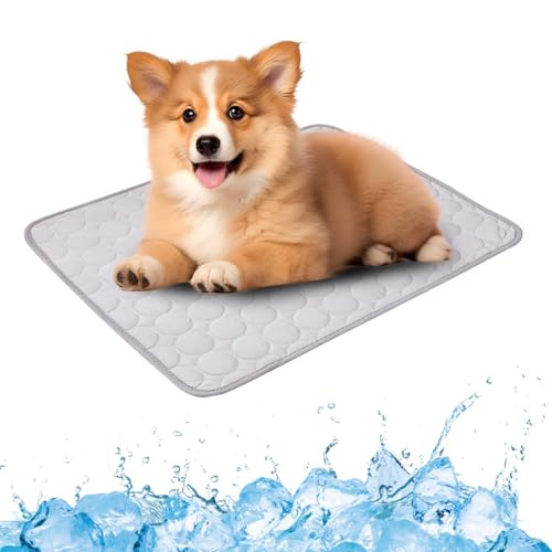 BAInuai Kühlmatte Hund, Kühlmatte für Hunde, Hundekühlmatte für Hund & Katze Selbstkühlende Matte für Haustiere Summer Pet Ice Pad Abrieb- und Bissfest Natürliche Kühlung (Grau - 75X100CM) von BAInuai
