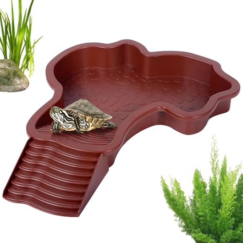 Schildkröten-Badebecken, Reptilien Wasserschale, Schildkröten Badeschale Mit Geneigter Futterplatte, Für Meeresschildkröten Und Verschiedene Reptilien (A) von BAInuai