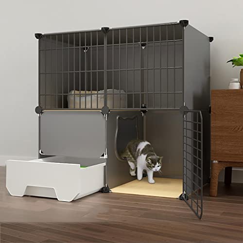 BAJMY Katzengehege, Katzenkäfig, Katzenkafig aus Metall, Kaninchenlaufstall mit Tür und Geschlossener Katzentoilette, DIY-Haustier-Laufstall, Ideal für 1-4 Katzen 75x49x75cm BAJMY Katzengehege, Katzenkäfig, Katzenkafig aus Metall, Kaninchenlaufstall mit Tür und Geschlossener Katzentoilette, DIY-Haustier-Laufstall, Ideal für 1-4 Katzen 75x49x75cm von BAJMY