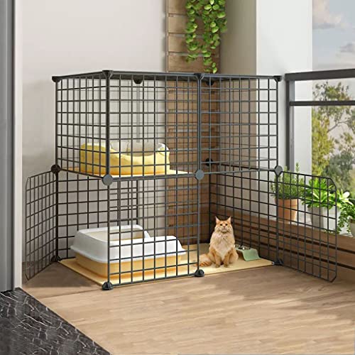 BAJMY Katzenkäfig, DIY Kleintierkäfig für Kaninchen, Gittergehege Katzenkäfig 2/3 Stöckig, Katzenhaus Im Freien, Katzengehege Freigehege DIY Kleintiere, Komplettes Zubehör (Size : 75x39x73cm) von BAJMY