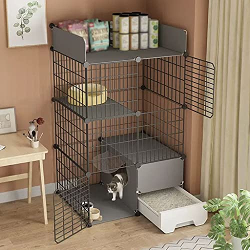 Katzenhaus Im Freien, Katzenkafig mit Klo, Katzengehege, Katzenkäfig Groß, Heimwerker-Innenhaus, Kleintierhaus, Abnehmbarer Laufstall, Platz für 2-3 Erwachsene Katzen, mit Regal ( Color : Iron mesh , Katzenhaus Im Freien, Katzenkafig mit Klo, Katzengehege, Katzenkäfig Groß, Heimwerker-Innenhaus, Kleintierhaus, Abnehmbarer Laufstall, Platz für 2-3 Erwachsene Katzen, mit Regal ( Color : Iron mesh , von BAJMY