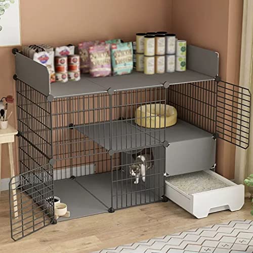 Katzenhaus Im Freien, Katzenkafig mit Klo, Katzengehege, Katzenkäfig Groß, Heimwerker-Innenhaus, Kleintierhaus, Abnehmbarer Laufstall, Platz für 2-3 Erwachsene Katzen, mit Regal ( Color : Iron mesh , Katzenhaus Im Freien, Katzenkafig mit Klo, Katzengehege, Katzenkäfig Groß, Heimwerker-Innenhaus, Kleintierhaus, Abnehmbarer Laufstall, Platz für 2-3 Erwachsene Katzen, mit Regal ( Color : Iron mesh , von BAJMY