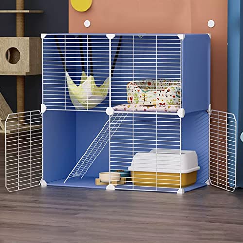 Katzenkäfig, DIY Kleintierkäfig, Katzenkafig aus Metall, Gittergehege Katzenkäfig 2 Stöckig, Katzengehege im Freien, mit Katzenstreu, Hängematte, Katzenstreu, Verschlüsseltes Netz (Color : Blue, Siz Katzenkäfig, DIY Kleintierkäfig, Katzenkafig aus Metall, Gittergehege Katzenkäfig 2 Stöckig, Katzengehege im Freien, mit Katzenstreu, Hängematte, Katzenstreu, Verschlüsseltes Netz (Color : Blue, Siz von BAJMY