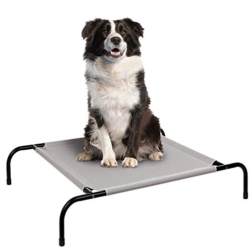 BAKAJI Hundebett, Etagenbett für Hunde und Katzen, Rohrgestell aus Metall, Bezug aus Teslin, Sofa, Hunde, Katzen, Größe 110 x 80 cm, Farbe Grau und Schwarz von BAKAJI