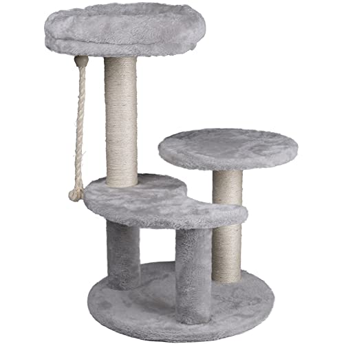 BAKAJI Kratzbaum mit 3 Ablagen für Katzen, Kratzer, Sisalseil, Bezug aus weichem Plüsch, Lernspielzeug für Katzen, Baum, robust, Farbe Grau 52 x 56 x 42 cm BAKAJI Kratzbaum mit 3 Ablagen für Katzen, Kratzer, Sisalseil, Bezug aus weichem Plüsch, Lernspielzeug für Katzen, Baum, robust, Farbe Grau 52 x 56 x 42 cm von BAKAJI