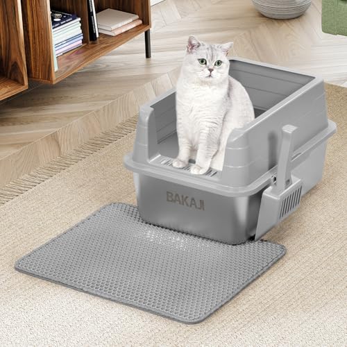 BAKAJI Offene XL Katzentoilette mit Stahlbasis mit Sandkasten, Auffangschaufel, Schmutzmatte, rutschfester Boden, Fassungsvermögen 25 Liter, grau, 50 x 35 x 30 cm BAKAJI Offene XL Katzentoilette mit Stahlbasis mit Sandkasten, Auffangschaufel, Schmutzmatte, rutschfester Boden, Fassungsvermögen 25 Liter, grau, 50 x 35 x 30 cm von BAKAJI