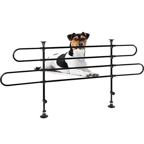 BAKAJI Universal Hundegitter mit Teleskopstange, Gepäcknetz für Tiertransport, verstellbares Eisen, Trennwand mit Saugnapf (2 Elemente) von BAKAJI