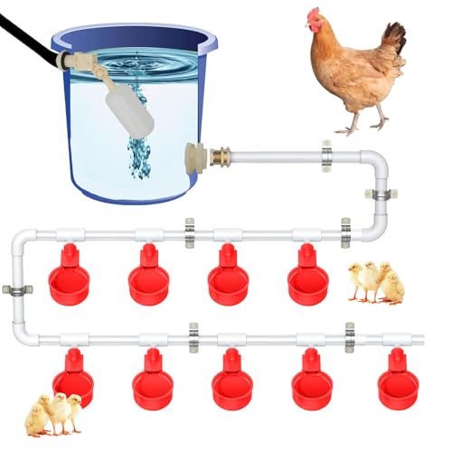 Hühnertränke, Automatische Geflügeltränke Set, Automatischer Hühnertrinker mit 9 Pcs Trinkbecher, 10 Pcs Wasserleitung, Kugelhahn und diversem Zubehör, Hühnerwasserspender für Hühner Enten Vögel Hühnertränke, Automatische Geflügeltränke Set, Automatischer Hühnertrinker mit 9 Pcs Trinkbecher, 10 Pcs Wasserleitung, Kugelhahn und diversem Zubehör, Hühnerwasserspender für Hühner Enten Vögel von BAKENLON