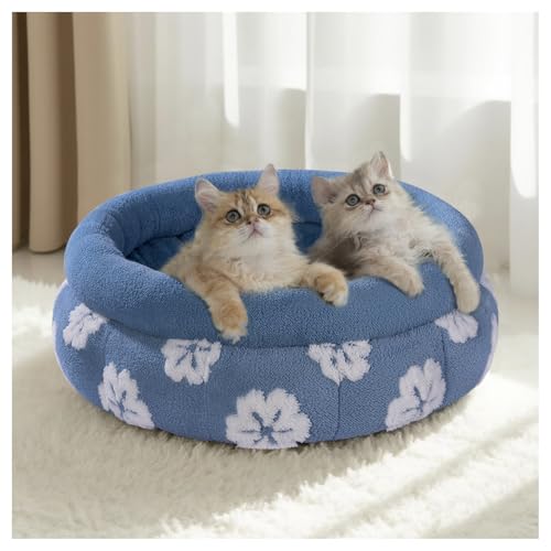 BALANCE Katzenbetten für Hauskatzen, waschbares, rundes Katzenbett, niedliches 3D-Blumen-Kätzchenbett mit rutschfester Unterseite für Welpen und Kätzchen, 50,8 cm, Blau BALANCE Katzenbetten für Hauskatzen, waschbares, rundes Katzenbett, niedliches 3D-Blumen-Kätzchenbett mit rutschfester Unterseite für Welpen und Kätzchen, 50,8 cm, Blau von BALANCE