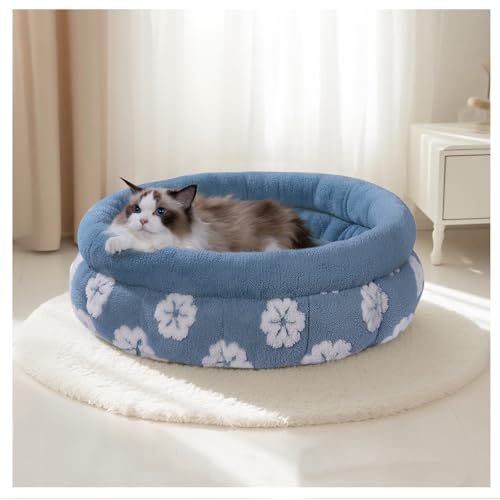 BALANCE Katzenbetten für Hauskatzen, waschbares, rundes Katzenbett, niedliches 3D-Blumen-Kätzchenbett mit rutschfester Unterseite für Welpen und Kätzchen, 58 cm, Blau BALANCE Katzenbetten für Hauskatzen, waschbares, rundes Katzenbett, niedliches 3D-Blumen-Kätzchenbett mit rutschfester Unterseite für Welpen und Kätzchen, 58 cm, Blau von BALANCE