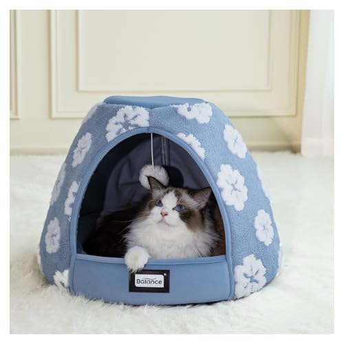 BALANCE Katzenbetten für Indoor-Katzen, 2-in-1-Katzenbett-Höhle mit rutschfester Unterseite und ultraweichem Plüsch, gemütliches Katzenhauszelt für Kätzchen und kleine Hunde, 48,3 cm, Blau BALANCE Katzenbetten für Indoor-Katzen, 2-in-1-Katzenbett-Höhle mit rutschfester Unterseite und ultraweichem Plüsch, gemütliches Katzenhauszelt für Kätzchen und kleine Hunde, 48,3 cm, Blau von BALANCE