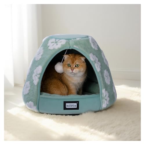 BALANCE Katzenbetten für Indoor-Katzen, 2-in-1-Katzenbett-Höhle mit rutschfester Unterseite und ultraweichem Plüsch, gemütliches Katzenhauszelt für Kätzchen und kleine Hunde, 48,3 cm, Grün BALANCE Katzenbetten für Indoor-Katzen, 2-in-1-Katzenbett-Höhle mit rutschfester Unterseite und ultraweichem Plüsch, gemütliches Katzenhauszelt für Kätzchen und kleine Hunde, 48,3 cm, Grün von BALANCE