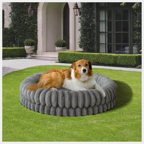 BALANCE Luxuriöses Donut-Hundebett, rund, für große Hunde, waschbar, orthopädisch, beruhigend, mit rutschfester Unterseite, 91,4 cm, Grau BALANCE Luxuriöses Donut-Hundebett, rund, für große Hunde, waschbar, orthopädisch, beruhigend, mit rutschfester Unterseite, 91,4 cm, Grau von BALANCE