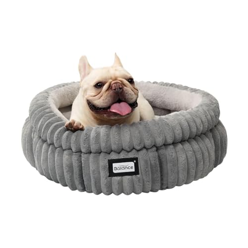 Balance Katzenbett, waschbares, rundes Katzenbett für Hauskatzen, superweiches Plüsch-Kunstfell, Haustierbett für Welpen und Kätzchen, mit Rutschfester Unterseite von BALANCE