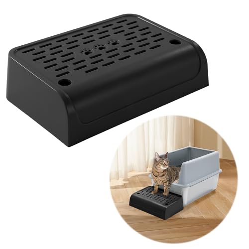 BALAPET Doppelschichtige, selbstreinigende Katzenbox-Rampe mit Filterfunktion – Katzentoilette und Aufbewahrung, Anti-Wurf-Tracking (Abnehmbarer Hocker) (schwarz) von BALAPET