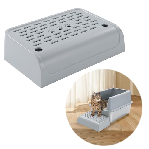 BALAPET Doppelschichtige, selbstreinigende Katzentoilette mit Filter, Aufbewahrung und Anti-Unfall-Tacking-Hocker (Grau) von BALAPET