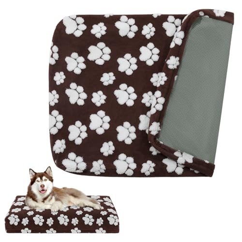 BALAPET Hundebett-Bezug, wasserdicht, mit schönem Hundepfotenabdruck und doppelseitigem nutzbarem Design, maschinenwaschbar, nur Bezug (Braun, 76,2 x 50,8 x 8,9 cm) von BALAPET