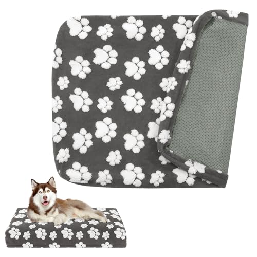 BALAPET Hundebett-Bezug, wasserdicht, mit schönem Hundepfotenabdruck und doppelseitigem nutzbarem Design, maschinenwaschbar, nur Bezug (dunkelgrau, 91,4 x 58,4 x 8,9 cm) von BALAPET