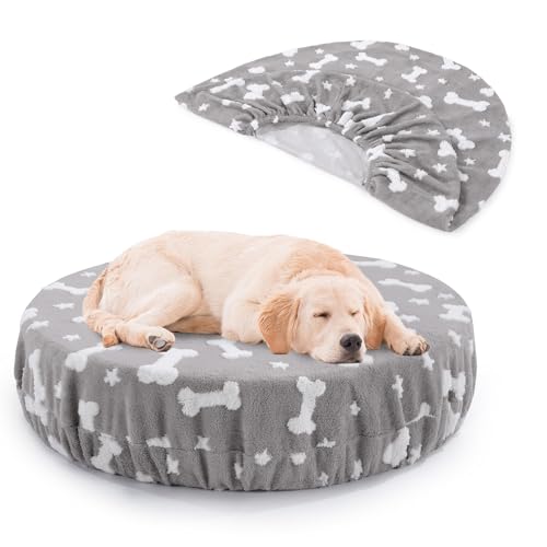 BALAPET Waschbare Hundebettbezüge, Ersatz-Bettbezug, rund, wasserdicht, weicher Haustierbettbezug mit schönem Knochen- und Sternen-Druck und doppelseitigem nutzbarem Design, nur Bezug (114 x 114 x 27 BALAPET Waschbare Hundebettbezüge, Ersatz-Bettbezug, rund, wasserdicht, weicher Haustierbettbezug mit schönem Knochen- und Sternen-Druck und doppelseitigem nutzbarem Design, nur Bezug (114 x 114 x 27 von BALAPET