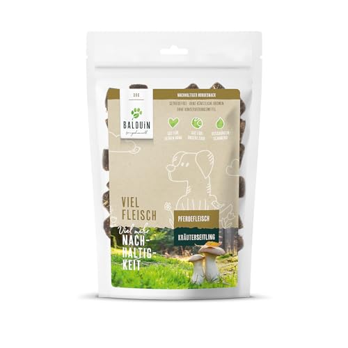 BALDUIN Hundesnack Pferde mit Kräuterseitling,8 x100 g, nachhaltige Hundeleckerlis mit 70% bestem Pferdefleisch und 30% Kräuterseitling-Pilzsubstrat BALDUIN Hundesnack Pferde mit Kräuterseitling,8 x100 g, nachhaltige Hundeleckerlis mit 70% bestem Pferdefleisch und 30% Kräuterseitling-Pilzsubstrat von BALDUIN