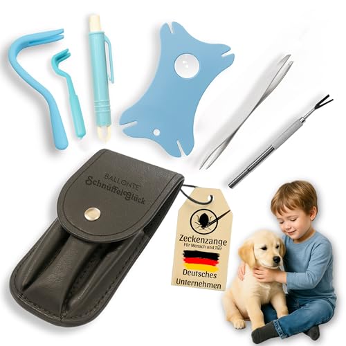 BALLONTE Zeckenzange 6er Set mit Etui - Zeckenhaken – Zeckenkarte mit Lupe - Zeckenpinzette - für Haustiere - Hunde – Katze BALLONTE Zeckenzange 6er Set mit Etui - Zeckenhaken – Zeckenkarte mit Lupe - Zeckenpinzette - für Haustiere - Hunde – Katze von BALLONTE