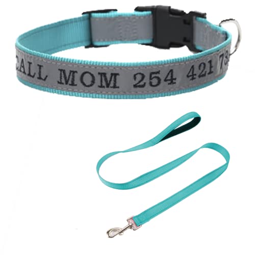 Personalisiertes Reflektierende Hundehalsband, benutzerdefinierte Hundehalsband mit gestickten ID Pet Name & Telefonnummer, Polster Nylon Pet Halsbänder Einstellbar（Waldgrün (Halsgarnitur) von BALSATHI