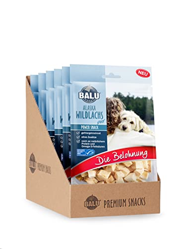 BALU Hundesnacks für kleine Hunde, gefriergetrocknete Hunde Leckerlis, getreidefrei und ohne Zucker, 100% natürlich, 100% Fleisch, Fisch, 6 x 50 g Beutel (6) von BALU