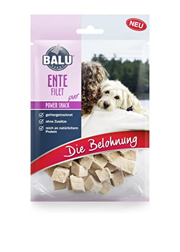 BALU Hundesnacks, gefriergetrocknete Hunde Leckerlis, getreidefrei und ohne Zucker, 100% natürlich, 100% Fleisch, Ente, 6 x 50 g Beutel von BALU