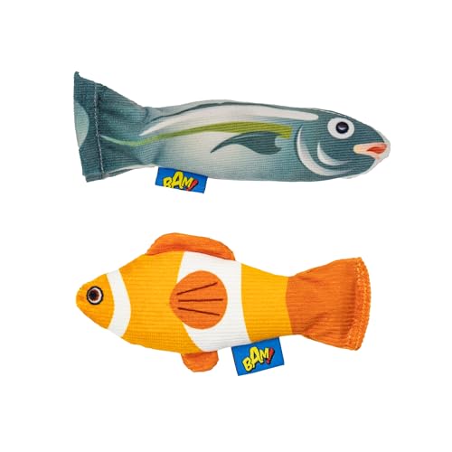BAM! Katzenminze-Spielzeug – weich und langlebig, starkes Fisch-förmiges Spielzeug für Katzen und Kätzchen, 2 Stück, Länge 15 cm BAM! Katzenminze-Spielzeug – weich und langlebig, starkes Fisch-förmiges Spielzeug für Katzen und Kätzchen, 2 Stück, Länge 15 cm von BAM!