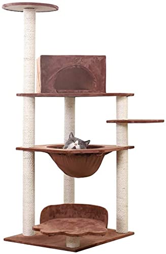 BAMBW Klettergerüst für Katzen, Haustier-Raumkapsel, Katzenspielzeug, Katzenaktivitätszentrum, 60 x 55,5 x 135,5 cm (Farbe: Braun) von BAMBW