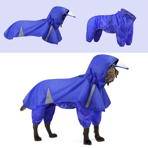 BAMY 2 Stück großer Hunde-Regenmantel mit Kapuze, Poncho und Kapuze, wasserdicht, Haustier-Regenbekleidung, leicht, atmungsaktiv, verstellbar, Haustier-Outfit für mittelgroße und große Hunde (4XL von BAMY