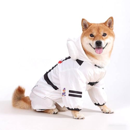 BAMY Astronauten-Hundejacke, wasserdichter Hunde-Regenmantel mit Kapuze, winddicht, vierbeinig, atmungsaktiv, Haustierponcho für kleine und mittelgroße Hunde (Größe S (Brustumfang 48,8 cm) von BAMY