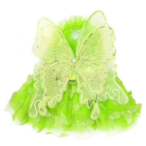 BAMY Hundekleid mit Schmetterlingsflügeln, Sommer, Haustier, Hochzeitsrock, Spitze, Prinzessin, Tutu, niedliches Party-Katzen-Outfit für kleine und mittelgroße Hunde (Grün, Größe M (Brustumfang 45 cm) BAMY Hundekleid mit Schmetterlingsflügeln, Sommer, Haustier, Hochzeitsrock, Spitze, Prinzessin, Tutu, niedliches Party-Katzen-Outfit für kleine und mittelgroße Hunde (Grün, Größe M (Brustumfang 45 cm) von BAMY