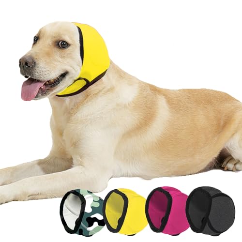 BAMY Schwimmen, wasserdichte Hundeohrkappen, beruhigend, große Hundeohren, Duschhaube zum Gehörschutz für Bad zur Fellpflege (Gelb, M (Kopfumfang 35,6 cm - 48,3 cm) von BAMY