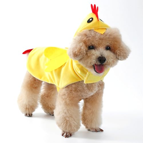 SEIS Halloween-Kostüm für Hunde, Huhn, Thanksgiving, Haustier-Kapuzenpullover, Kleidung, Cosplay, Ostern, Küken, Katzenbekleidung für Katzen, kleine, mittelgroße und große Hunde (Gelb, M) von BAMY