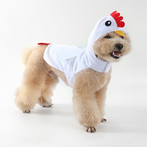 SEIS Halloween-Kostüm für Hunde, Huhn, Thanksgiving, Haustier-Kapuzenpullover, Kleidung, Cosplay, Ostern, Küken, Katzenbekleidung für Katzen, kleine, mittelgroße und große Hunde (weiß, S) von BAMY