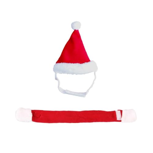 BANAN Hunde Weihnachts Outfit Weihnachtsmütze Und Schal Set Lustiges Kostüm Feiertagsparty Für Winterfeste Haustier Weihnachts Outfits Hunde Weihnachtsmütze Und Schal von BANAN
