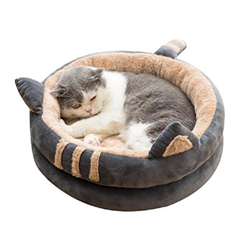 Cat Beds Cartoon Round Pet Cat Bed Cat House Cushion Thicken Cat Sleeping Bed Anti-Skid Kitten Half Enclosed/Open Bed cat cushion round cat cushion cat cushion bed von BANAN