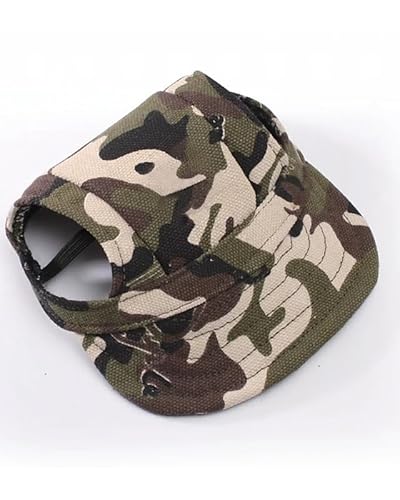 Hundemütze,Hunde Cappy 3-teiliges Haustier-Mützen-Hundehut-Baseball-Mütze Sommer-Canvas-Hundekappe Nur for kleine Hunde Outdoor-Zubehör Outdoor-Wandersport(F Camouflage,S) von BANGHA