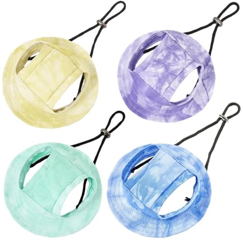 Hundemütze,Hunde Cappy 5-teilige Haustiermütze mit Ohrlöchern, Sommer-Outdoor-Mütze for Hunde und Katzen, bunt, verstellbar, Baseballkappe kleine mittelgroße, Heimtierbedarf(S) von BANGHA