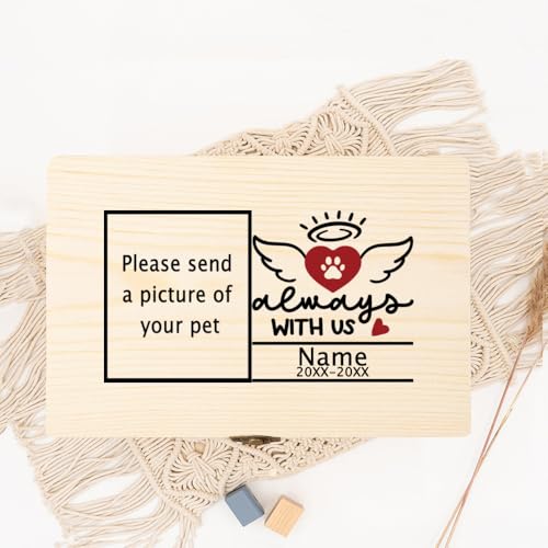 Urne Hund,Urne Katze Personalisierte Haustierurne Hundeasche Beerdigungsbox Haustierreste Holzbox Einäscherung Katzenasche Urnenbox(WD16-Design 3) von BANGHA