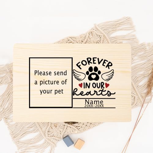Urne Hund,Urne Katze Personalisierte Haustierurne Hundeasche Beerdigungsbox Haustierreste Holzbox Einäscherung Katzenasche Urnenbox(WD16-Design 4) von BANGHA