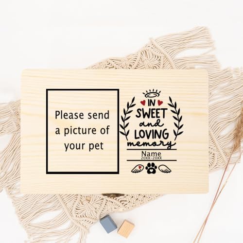 Urne Hund,Urne Katze Personalisierte Haustierurne Hundeasche Beerdigungsbox Haustierreste Holzbox Einäscherung Katzenasche Urnenbox(WD16-Design 5) von BANGHA