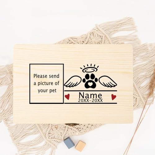 Urne Hund,Urne Katze Personalisierte Haustierurne Hundeasche Beerdigungsbox Haustierreste Holzbox Einäscherung Katzenasche Urnenbox(WD16-Design 7) von BANGHA