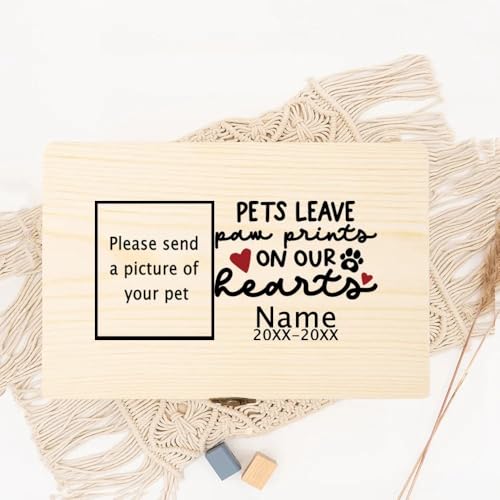 Urne Hund,Urne Katze Personalisierte Haustierurne Hundeasche Beerdigungsbox Haustierreste Holzbox Einäscherung Katzenasche Urnenbox(WD16-Design 8) von BANGHA