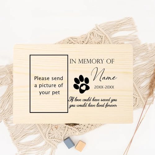 Urne Hund,Urne Katze Personalisierte Haustierurne Personalisieren Sie den Namen des Hundes Erinnerung Holzbox Asche Verlust Haustier Gedenkurnen for Hunde oder Katzen(WD18-Design 1) von BANGHA