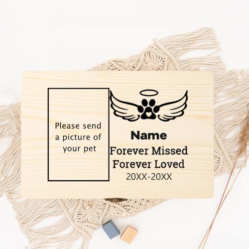Urne Hund,Urne Katze Personalisierte Haustierurne Personalisieren Sie den Namen des Hundes Erinnerung Holzbox Asche Verlust Haustier Gedenkurnen for Hunde oder Katzen(WD18-Design 7) von BANGHA